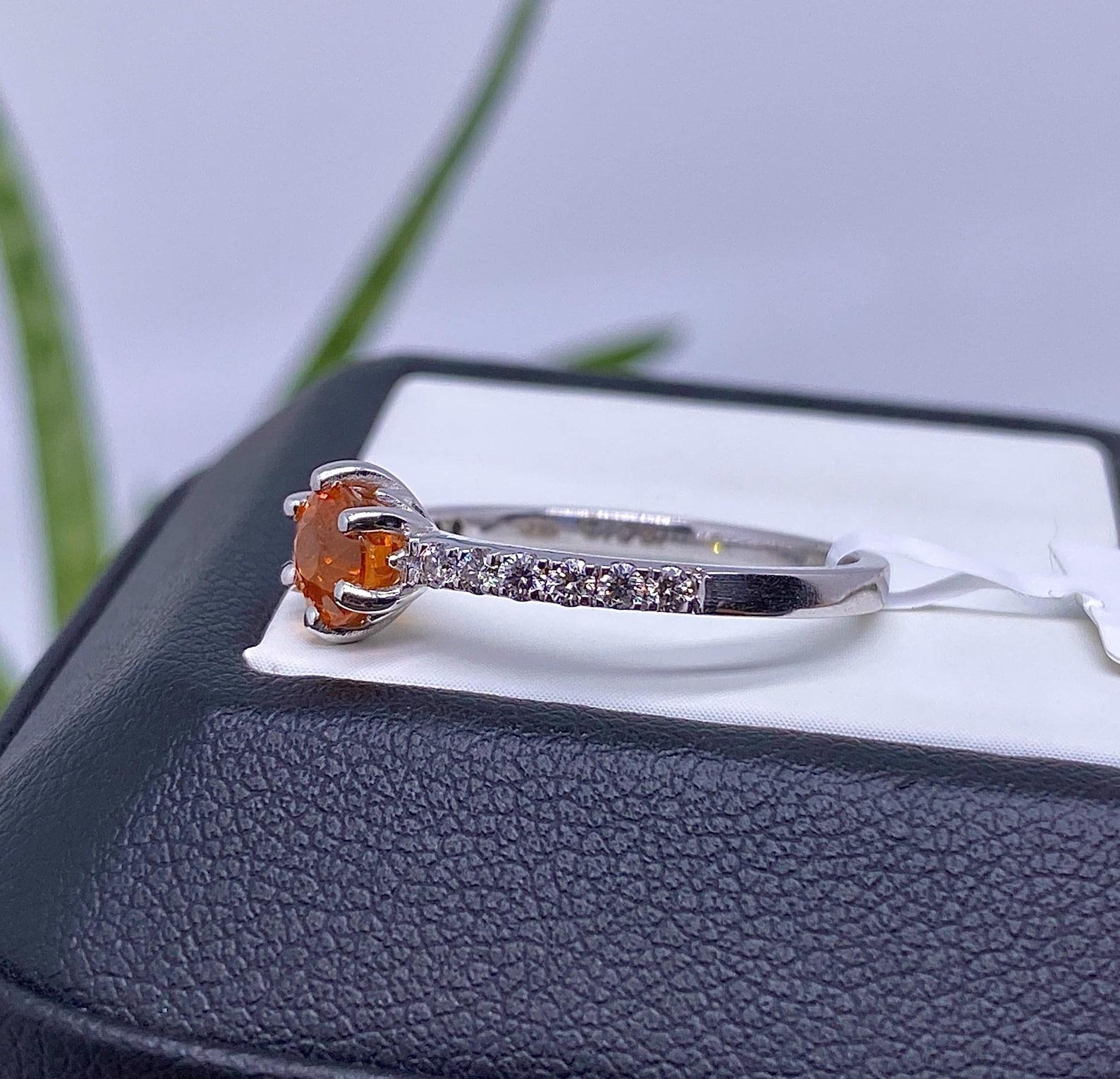 Ring Fanta Garnet and Diamonds natural gems, 14 Karat White Gold, 7US, Certified For Sale 3