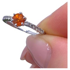 Ring Fanta Garnet and Diamonds natural gems, 14 Karat White Gold, 7US, Certified