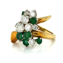 Ring Featuring 1.80 Ct VVS-VS Diamonds and 1.50 Ct Vibrant Emeralds, 18K