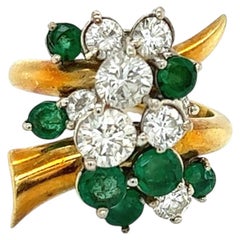 Ring Featuring 1.80 Ct VVS-VS Diamonds and 1.50 Ct Vibrant Emeralds, 18K