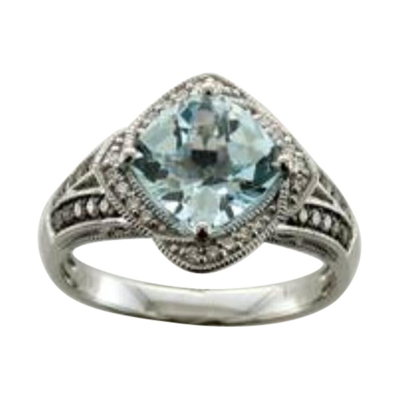 Bague aigue-marine chocolat et diamants Vanilla sertis en or Vanilla 14 carats