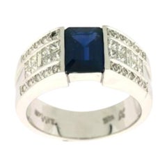 Anillo con Zafiro Azul Vainilla Diamantes engastado en Oro Vainilla de 18K