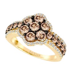 Ring mit Schokoladen-Diamanten , Vanille-Diamanten, gefasst in 14K Honey Gold