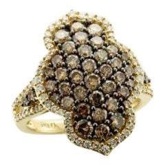 Ring mit Schokoladen-Diamanten , Vanille-Diamanten, gefasst in 14K Honey Gold