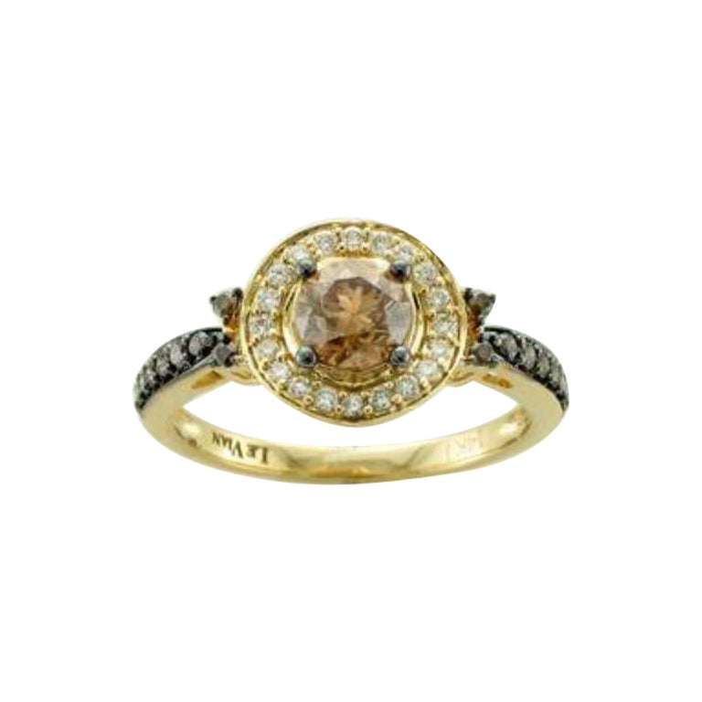 Anillo con Diamantes Chocolate , Diamantes Vainilla engastados en Oro Miel 14K