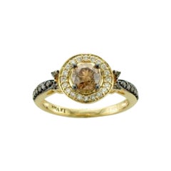 Anillo con Diamantes Chocolate , Diamantes Vainilla engastados en Oro Miel 14K