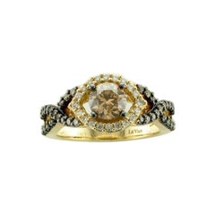 Anillo con Diamantes Chocolate , Diamantes Vainilla engastados en Oro Miel 14K