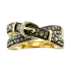 Anillo con Diamantes Chocolate , Diamantes Vainilla engastados en Oro Miel 14K