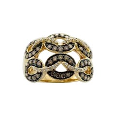 Anillo con Diamantes Chocolate , Diamantes Vainilla engastados en Oro Miel 14K