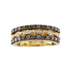 Anillo con Diamantes Chocolate , Diamantes Vainilla engastados en Oro Miel 14K