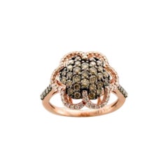 Ring mit schokoladenbraunen Diamanten und Vanilla-Diamanten in 14K Erdbeergold gefasst