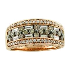 Anillo con Diamantes Chocolate , Diamantes Vainilla engastados en Oro Fresa de 14K