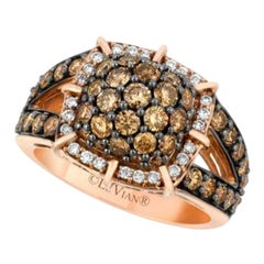 Ring Featuring Chocolate Diamonds, Vanilla Diamonds Set in 14k Strawberry Gold