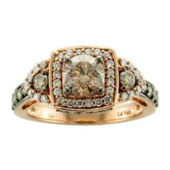 Ring Featuring Chocolate Diamonds, Vanilla Diamonds Set in 14k Strawberry Gold