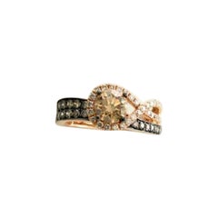 Ring Featuring Chocolate Diamonds, Vanilla Diamonds Set in 14k Strawberry Gold