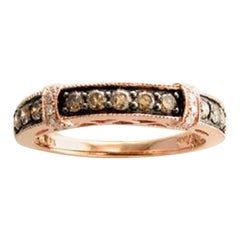 Anillo con Diamantes Chocolate , Diamantes Vainilla engastados en Oro Fresa de 14K