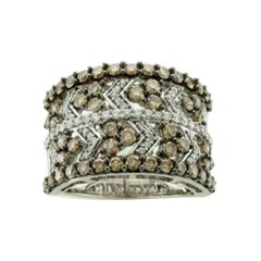 Ring mit schokoladenbraunen Diamanten und Vanilla-Diamanten in 14K Vanilla-Gold gefasst