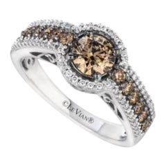 Ring mit schokoladenbraunen Diamanten und Vanilla-Diamanten in 14K Vanilla-Gold gefasst