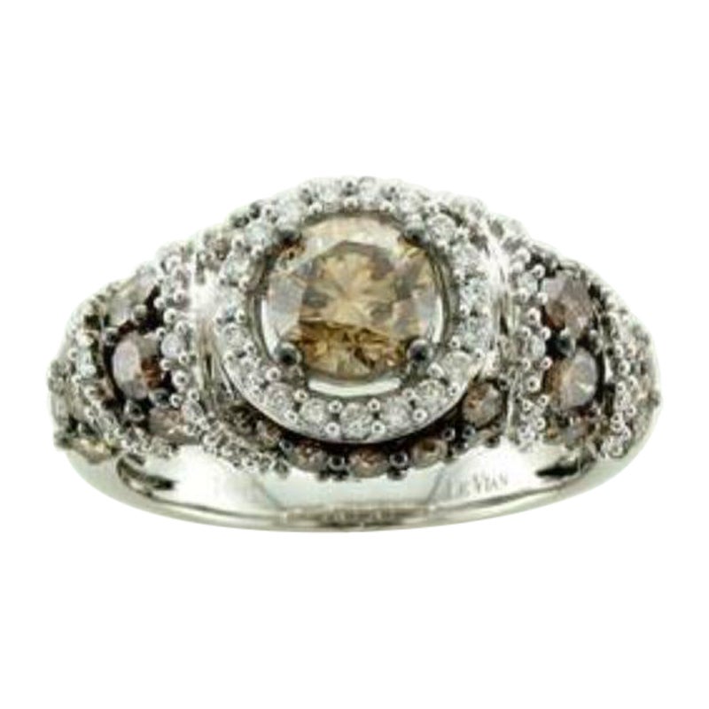 Anillo con Diamantes Chocolate , Diamantes Vainilla engastados en Oro Vainilla de 14K