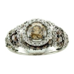 Ring Featuring Chocolate Diamonds, Vanilla Diamonds Set in 14k Vanilla Gold