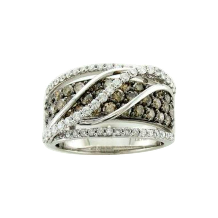 Anillo con Diamantes Chocolate , Diamantes Vainilla engastados en Oro Vainilla de 14K