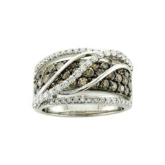 Ring Featuring Chocolate Diamonds, Vanilla Diamonds Set in 14k Vanilla Gold