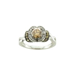 Anillo con Diamantes Chocolate , Diamantes Vainilla engastados en Oro Vainilla de 14K
