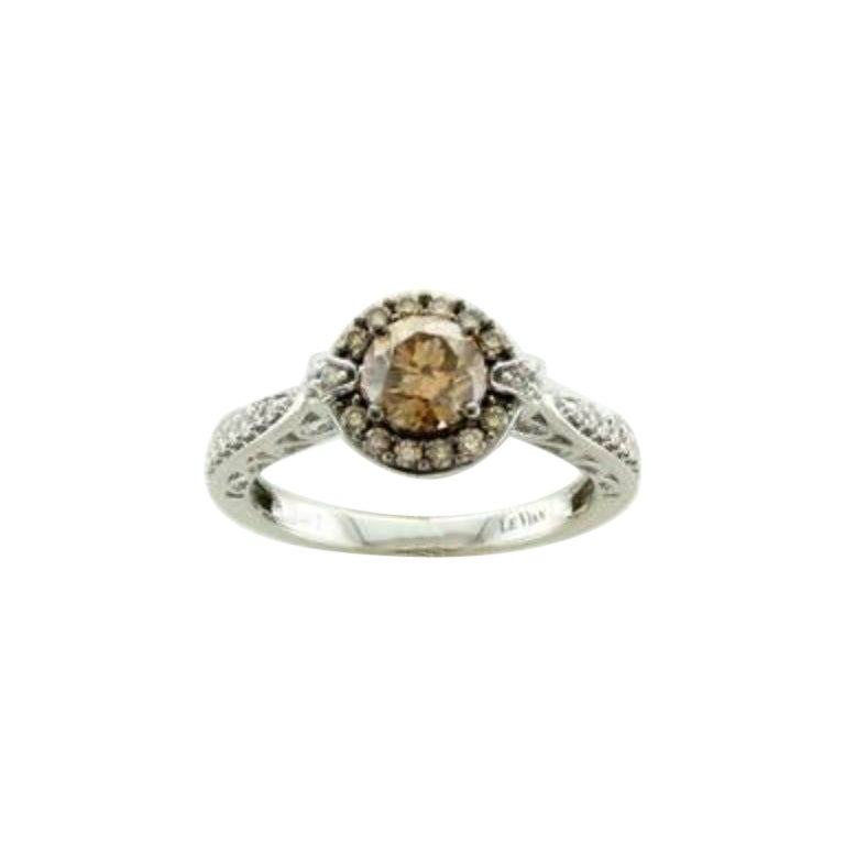 Ring mit schokoladenbraunen Diamanten und Vanilla-Diamanten in 14K Vanilla-Gold gefasst
