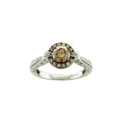 Ring mit schokoladenbraunen Diamanten und Vanilla-Diamanten in 14K Vanilla-Gold gefasst