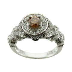 Ring Featuring Chocolate Diamonds, Vanilla Diamonds Set in 14k Vanilla Gold