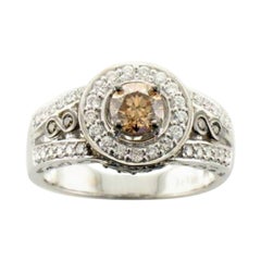 Ring mit schokoladenbraunen Diamanten und Vanilla-Diamanten in 14K Vanilla-Gold gefasst