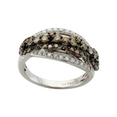 Anillo con Diamantes Chocolate , Diamantes Vainilla engastados en Oro Vainilla de 14K