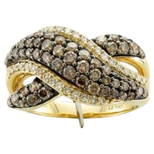 Ring mit Diamanten aus Schokolade und Vanille, gefasst in 14K Honey Gold im Angebot