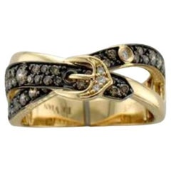 Ring mit Diamanten aus Schokolade und Vanille, gefasst in 14K Honey Gold