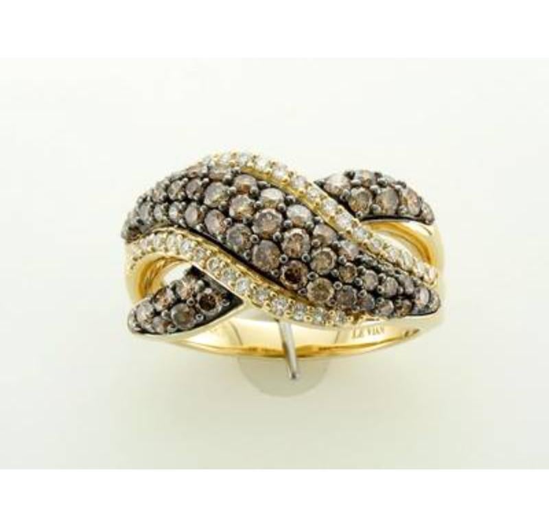 Grand Sample Sale Ring mit 1 1/8 Karat. Schokoladen-Diamanten, 1/5 Karat. Vanille-Diamanten in 14K Erdbeergold gefasst
