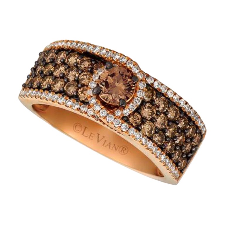 Ring mit Schokoladen- und Vanilla-Diamanten in 14K Erdbeergold gefasst