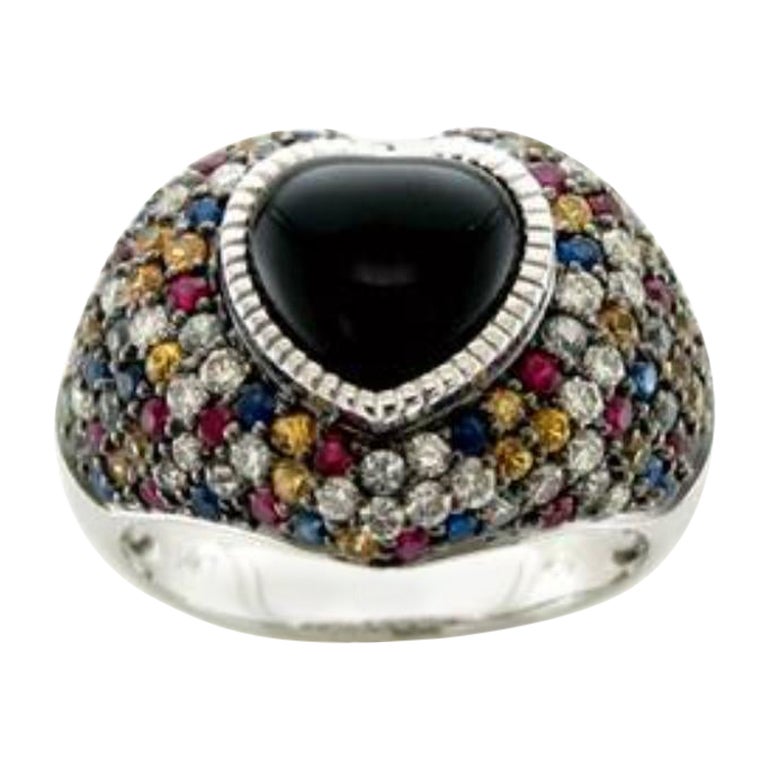 Ring mit grünem, blauem, gelbem Saphir, Rubin und Diamanten aus 14 Karat Gold