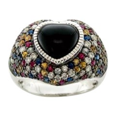 Ring mit grünem, blauem, gelbem Saphir, Rubin und Diamanten aus 14 Karat Gold