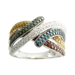 Ring featuring Kiwiberry & Blueberry & Vanilla Diamonds set in 14K Vanilla Gold