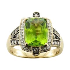 Ring featuring Peridot Chocolate & Vanilla Diamonds set in 14K Honey Gold