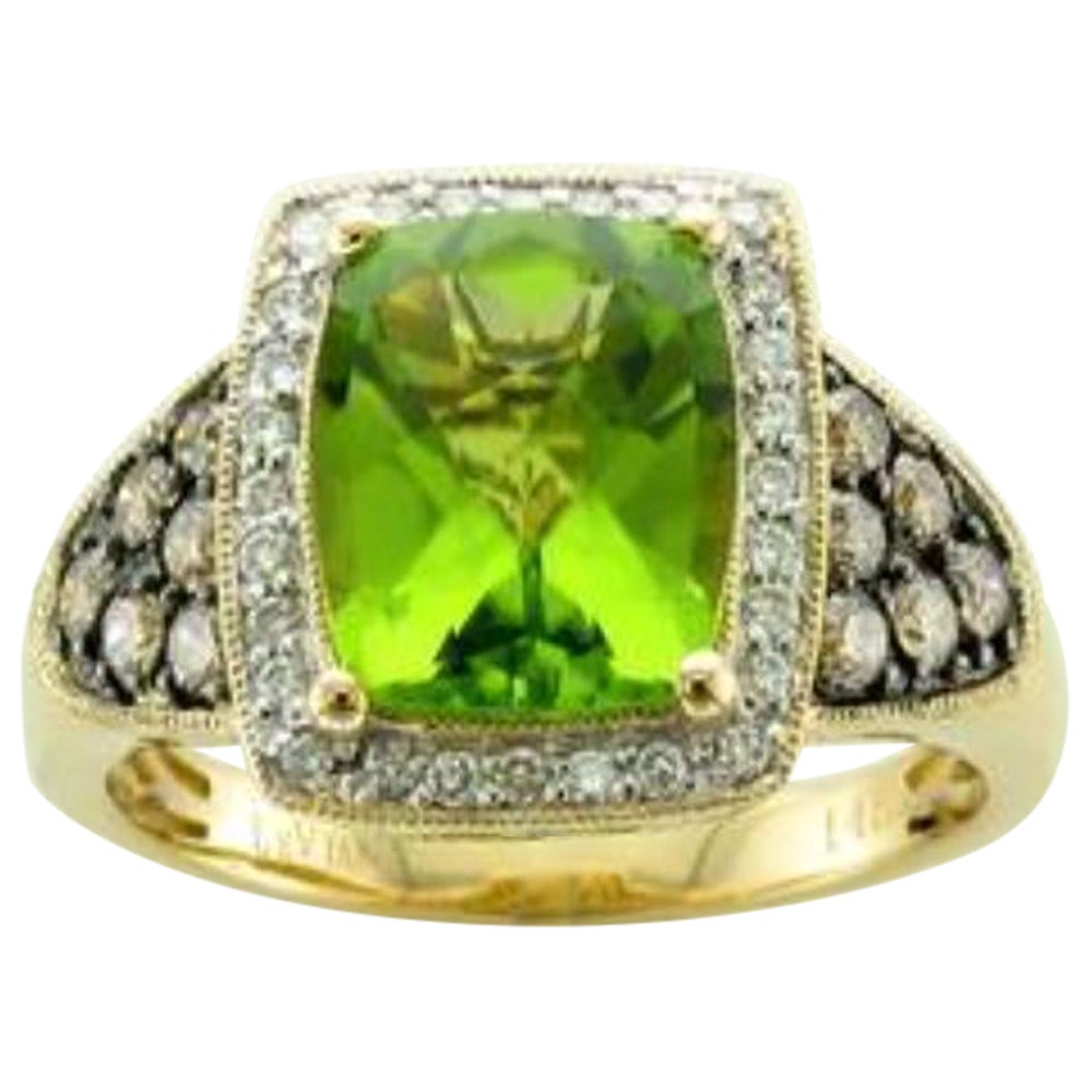 Bague en or 14K Honey avec péridot chocolat et diamants vanille