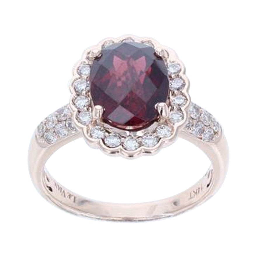 Anillo con Granate Granada Diamantes Nude engastado en Oro Fresa de 14K