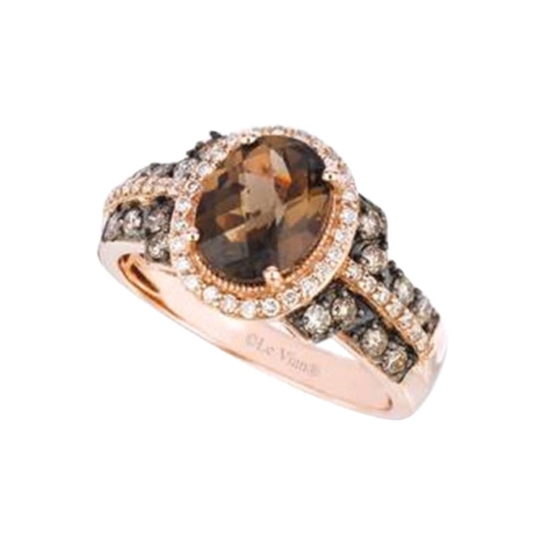 Bague en or fraise 14 carats sertie de diamants quartz, chocolat et vanille en vente