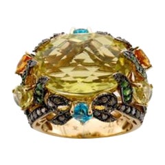 Ring featuring Quartz, Topaz, Citrine, Tsavorite Diamonds set in 14K Honey Gold