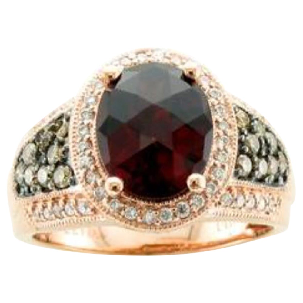 Ring mit Rhodolith Schokoladen- und Vanilla-Diamanten in 14K Erdbeergold gefasst