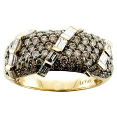 Bague sertie de diamants Vanille et de diamants Chocolat en or 14K Honey