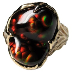 Ring Fire Agate Gold Rainbow Mexican Agate St Valentine's Gift Unisex Rings Gems