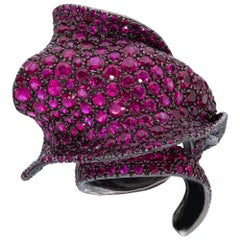 Ring from d'Avossa Masterpiece Collection with Rubies and Black Diamonds