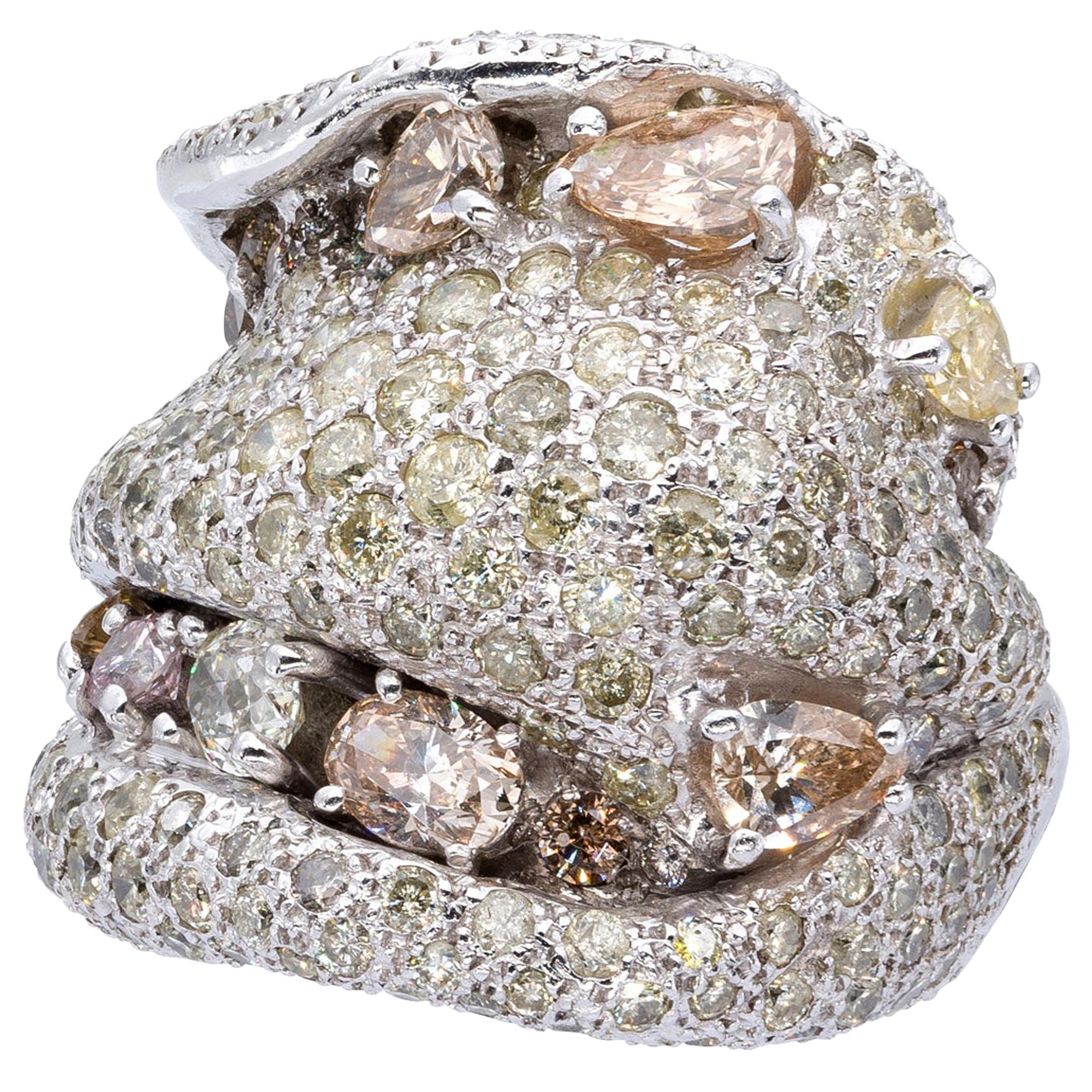 Ring from d'Avossa Masterpiece Rings Collection with Fancy Natural Diamonds For Sale