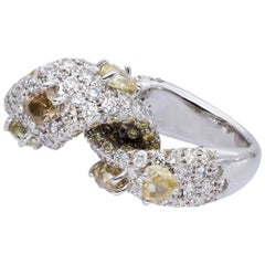 Ring from d'Avossa Ribbon Collection with White and Fancy Natural Diamonds